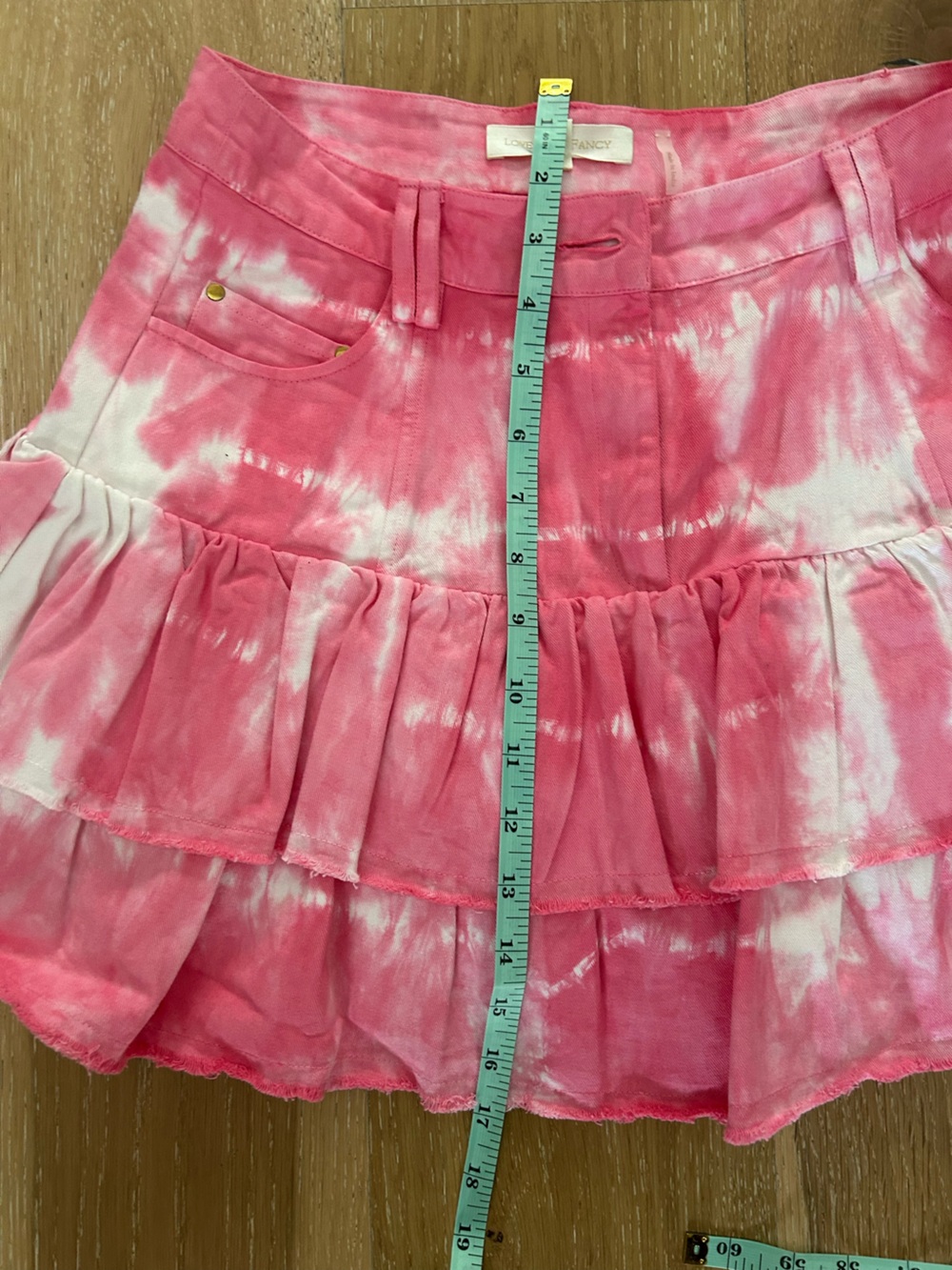 LoveShackFancy Coral Pink Tie-Dye Ruffle Mini Skirt - Picture 7 of 10
